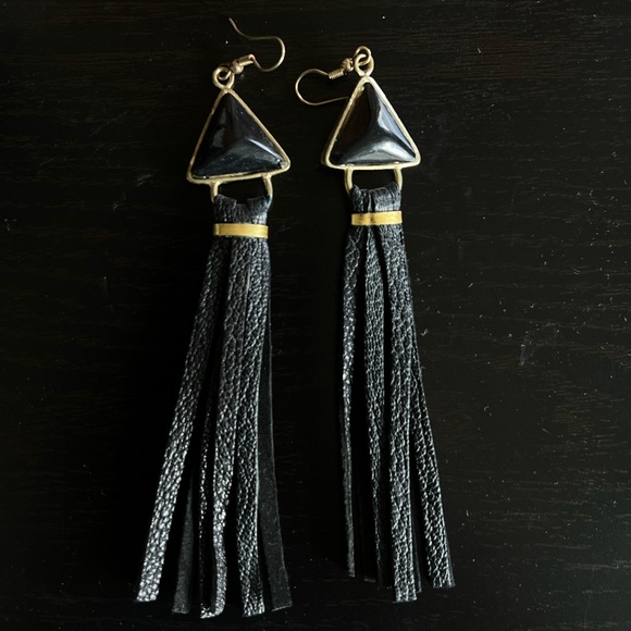 Jewelry - Black Triangle 🔺 Tassel Earrings